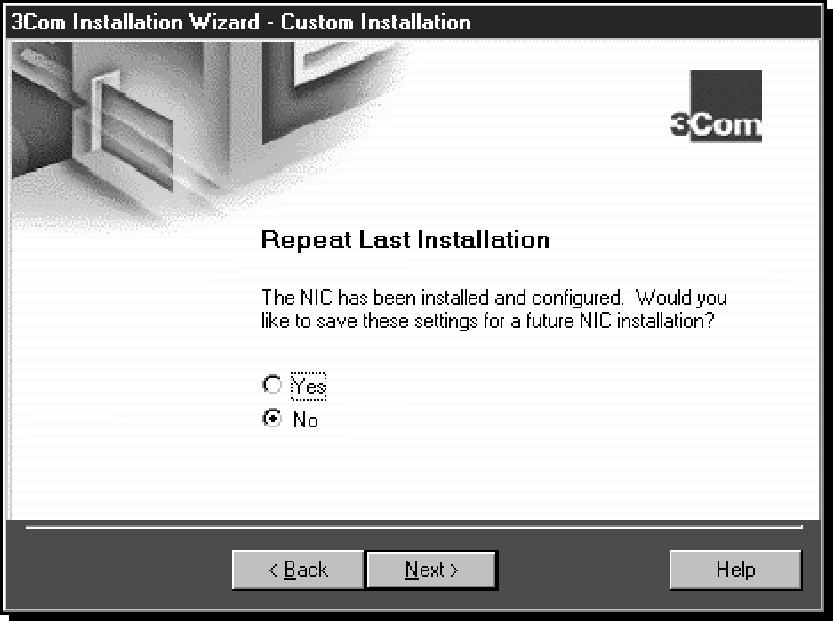 Repeating a Previous Installation 3-13 Repeating a Previous Installation You can save the configuration settings and test options that you selected during this installation for use in future