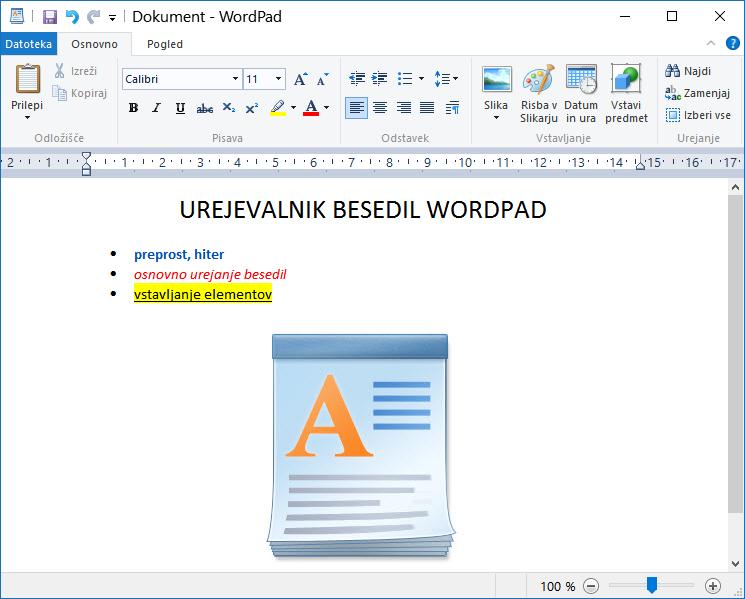 Za razliko od naprednejših urejevalnikov besedil (npr. Microsoft Word-a) pa WordPad nima črkovalnika, možnosti dodajanja tabel in naprednega urejanja besedil oz. dokumentov.