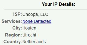 Če sedaj na spletu preverimo IP naslov naše naprave (npr. na tej spletni strani), lahko vidimo, da IP naslov sedaj ni več vezan na našo dejansko lokacijo.