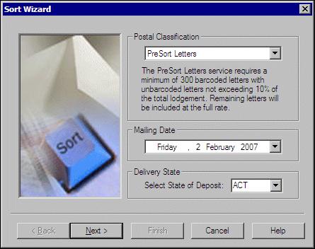 22 CHAPTER 1 Sort Wizard Postal Classification Screen On the postal classification screen of the Sort Wizard, you verify the classification of your mailing and enter the date you send the mailing.