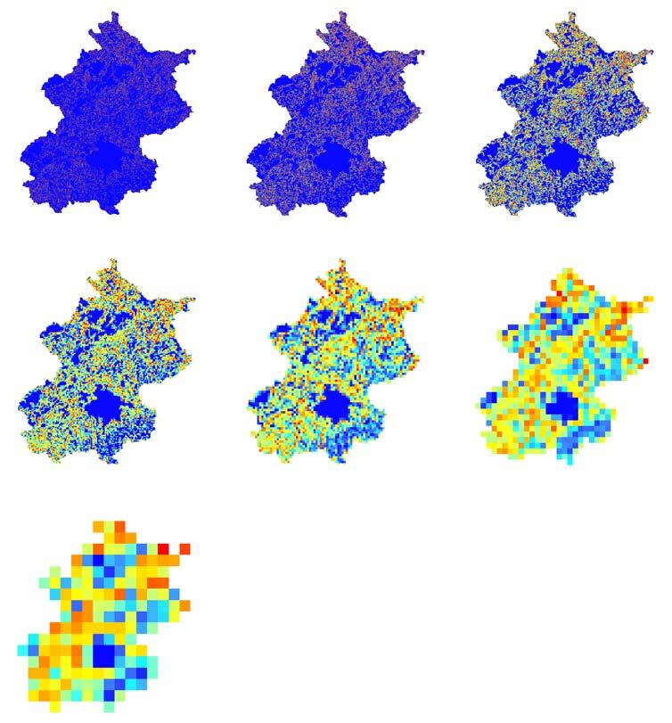 Fig. 7 Spatial distribution of errors at different grid resolutions High : 99 1m by 1m High : 71 2m by 2m High : 73 5m by 5m Low : Low : Low : 2 1 2 km 2 1 2 km 2 1 2 km High : 74 1m by 1m High : 77