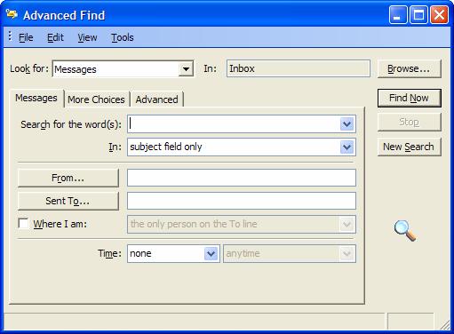 PERFORMING AN ADVANCED FIND The most common types of searches will be ones where you are looking for words or phrases either in the text of the message or its subject.