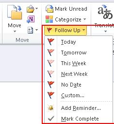 38 Microsoft Outlook 2010 Basics 3. Choose the Follow-up day. 4.