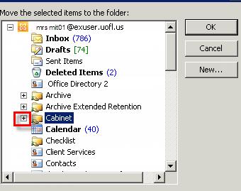 Select the folder you wish to move the items into. 6. Click the OK button.