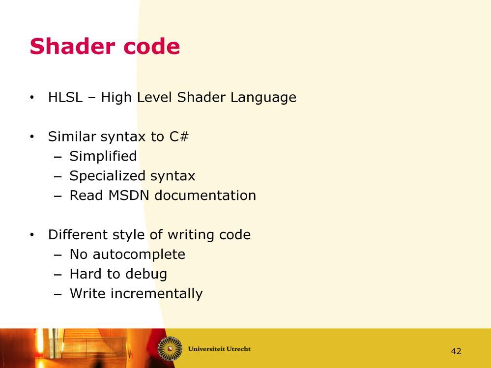 Shaders for XNA are written in HLSL. That is the same language which is used for shader programming in DirectX. HLSL is similar to C#, so you have the same syntax for assigning a value to a variable.