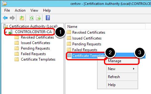 Manage Certificate Templates Now you will create a new certificate template for use with AirWatch.