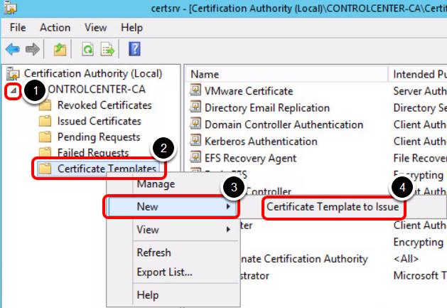 step. In the left window pane, single click to select the Certificate Template folder. 1.