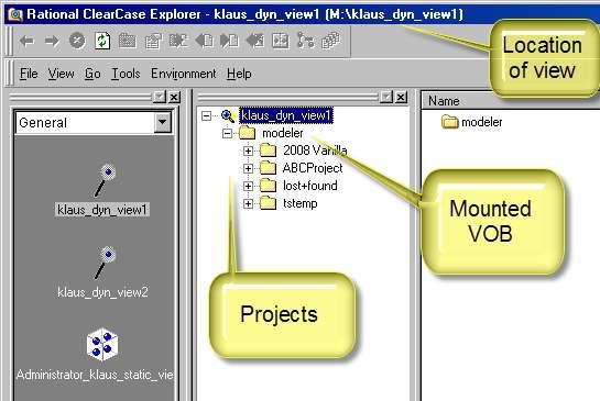 ClearCase view elements WebSphere