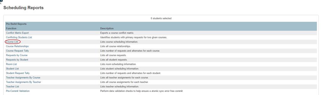 report to copy & paste onto the Course-Dept tab. Select Course List from Reports.