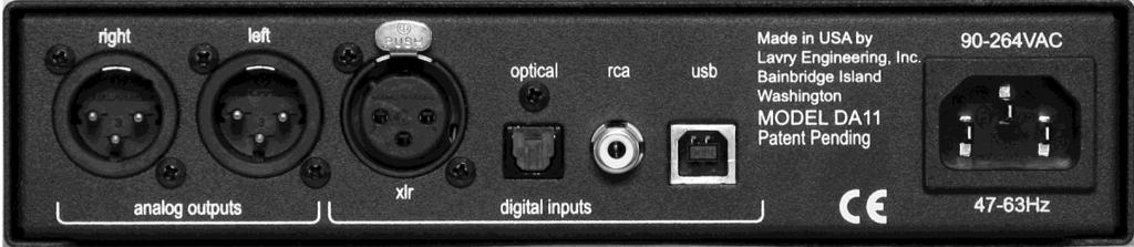 Operation MODEL DA11 The LavryBlack DA11 features: - Ultra low jitter mode - Patent Pending >PiC< Playback Image Control - Accepts input sample rates between 30kHz and 200kHz - virtually eliminates