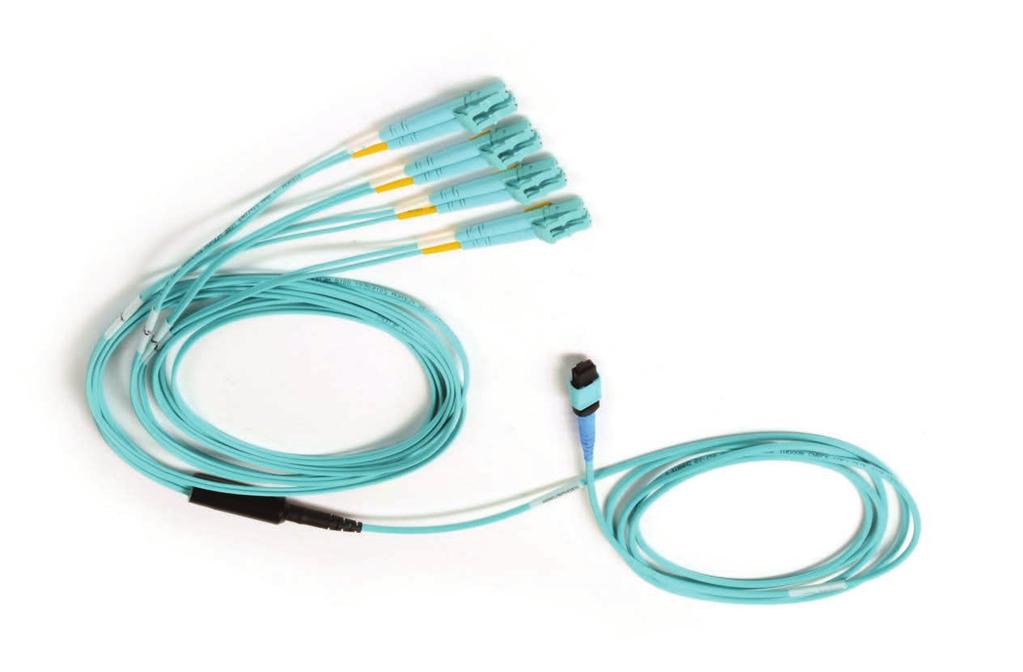 8Base 8 MTP to LC Hybrid Equipment Cords Utilizing high quality Siemon RazorCore cable, Base 8 MTP to LC Equipment Cords offer a connectivity transition from 8-fiber MTP connectors to duplex LC.