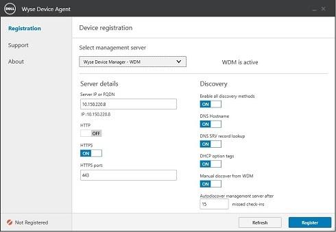 Figure 1. Auto discovery The Auto Discovery option searches in the order of WDM and CCM and gets connected to the management server that is available.
