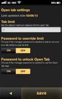 2. Customising the Open Tab app We ve designed Open Tab so it can be tailored to your business needs. You can control tab limits and security.