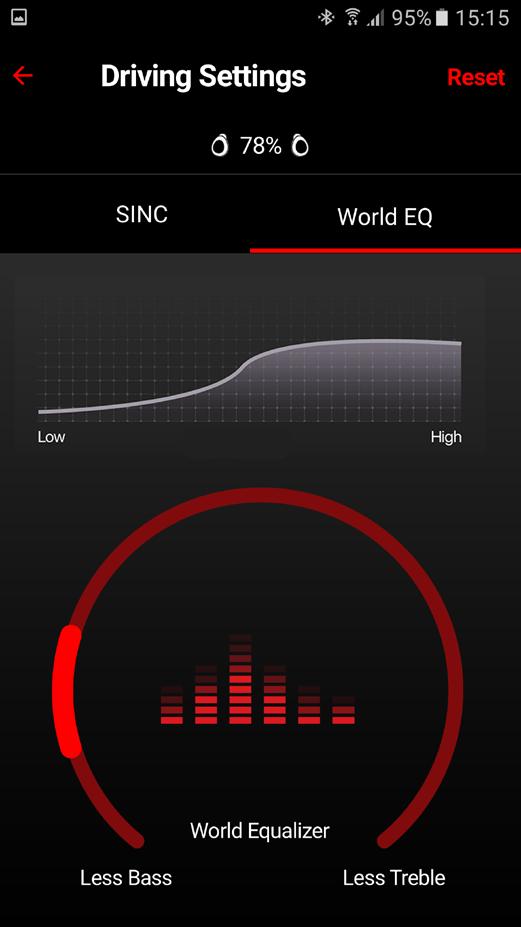 WORLD EQ SCREEN From the Home screen, select the Presets icon to access sound balance settings for the selected location.