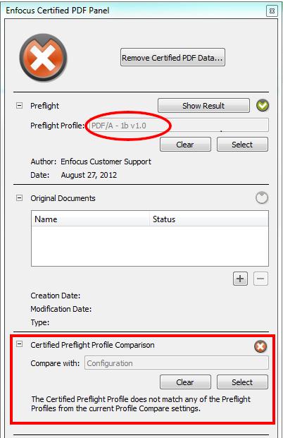 8.5.4.1 Creating or editing a Preflight Profile Compare Configuration A Preflight Profile Compare Configuration is a set of Preflight Profiles.