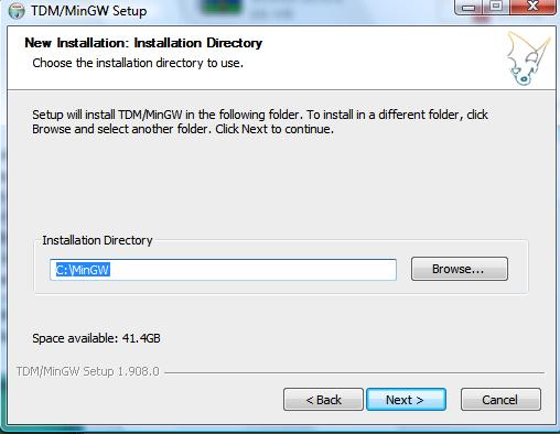 Page 7 of 19 Step 3: The default directory should be C:\MinGW You