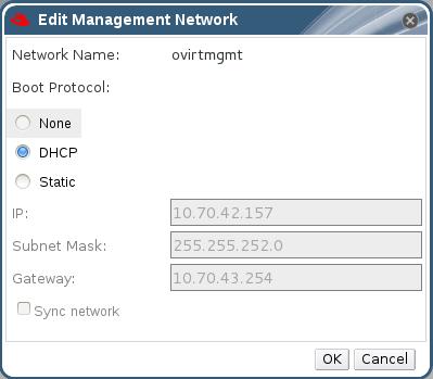 Chapt er 4. Managing Red Hat St orage Host s Figure 4.4. Edit Management Network Dialog Box 3.