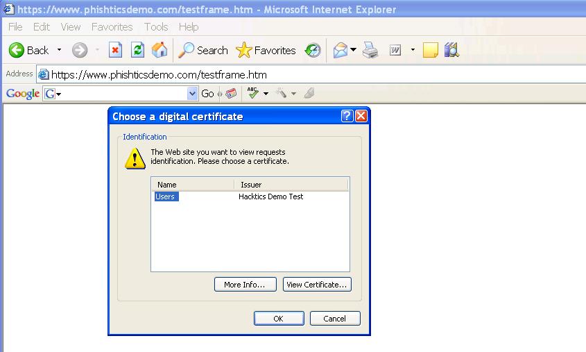 Real Time PKI Phishing Flow (Cont d) The user is then presented with the Certificate