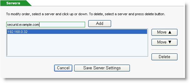 7. Click Save Settings to complete step one of the RADIUS configuration.