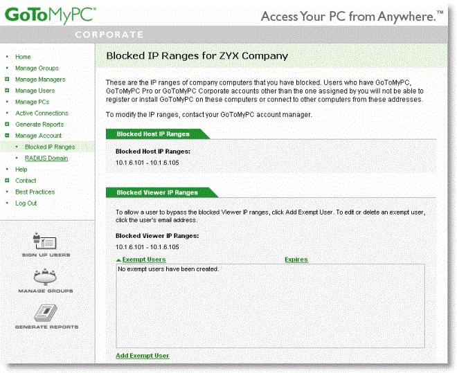 Authorization Management Service (AMS) Exceptions The GoToMyPC Authorization Management Service (AMS) is a free service that prevents access to GoToMyPC on designated IP addresses.