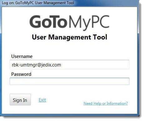 To install the User Management Tool application, you must: 1. Log in to your GoToMyPC account and click on Manage Groups in the left-navigation. 2.