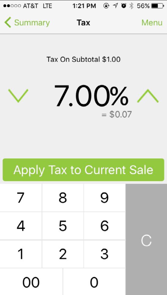 4. Once tax is enabled, you can edit sales tax for each individual transaction without changing the default tax percentage. Click on the line of Tax on the Sale Summary page. 5.