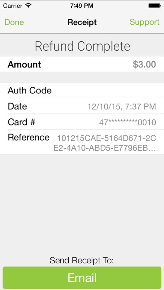 to confirm. For debit cards, you need to re-insert or re-swipe to issue the refund.
