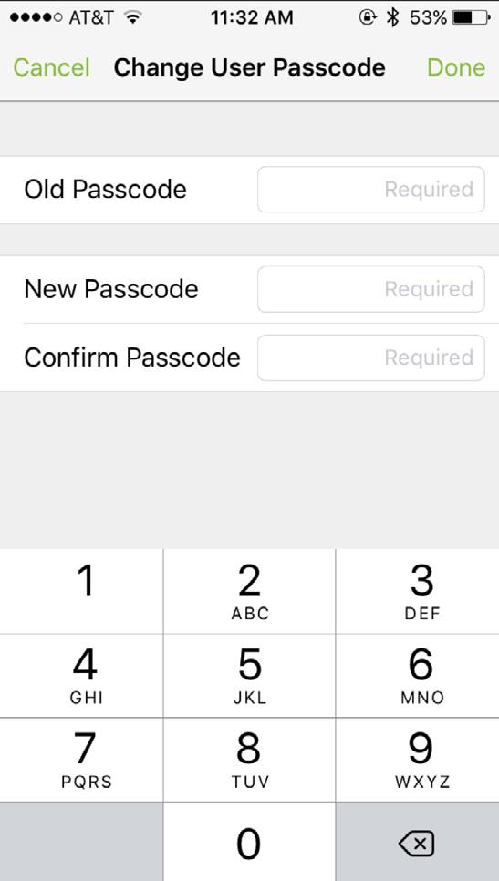 Passcode link on the app unlock screen,