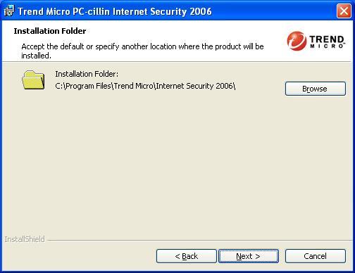 Please select Install program when the "Trend Micro internet security" installshield