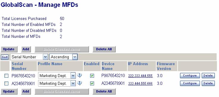 Manually Add New MFD(s) The Auto Registration process means that you are not required to add a device manually, unless you wish to select a different default profile.