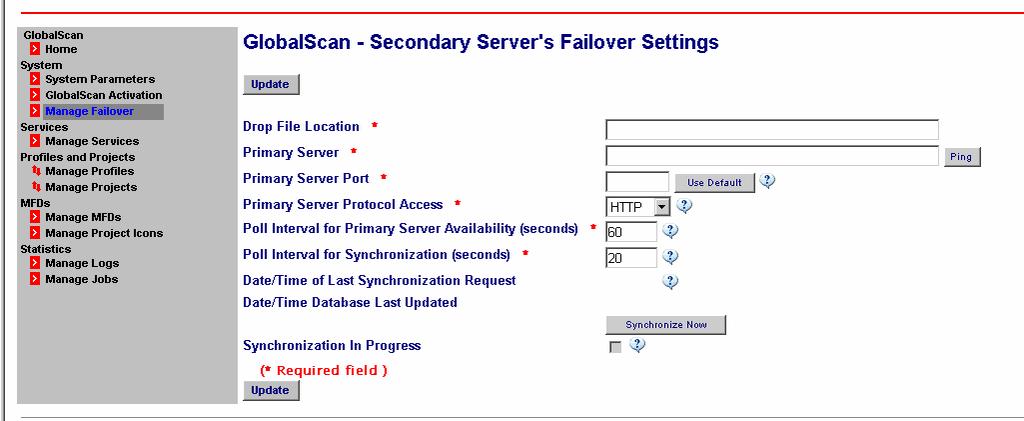 Secondary Server Failover Settings When in Failover mode, all the active MFDs on the primary server will be automatically routed to the secondary server and jobs will continue to be processed by the