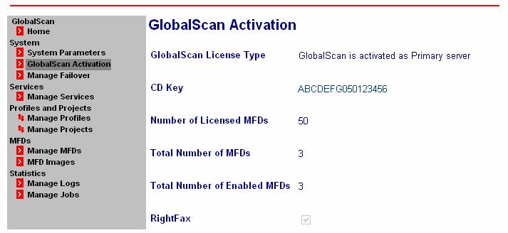 Appendix G: GlobalScan Activation Status GlobalScan v3.1 server software manages detailed information on CD Keys - on just one screen.