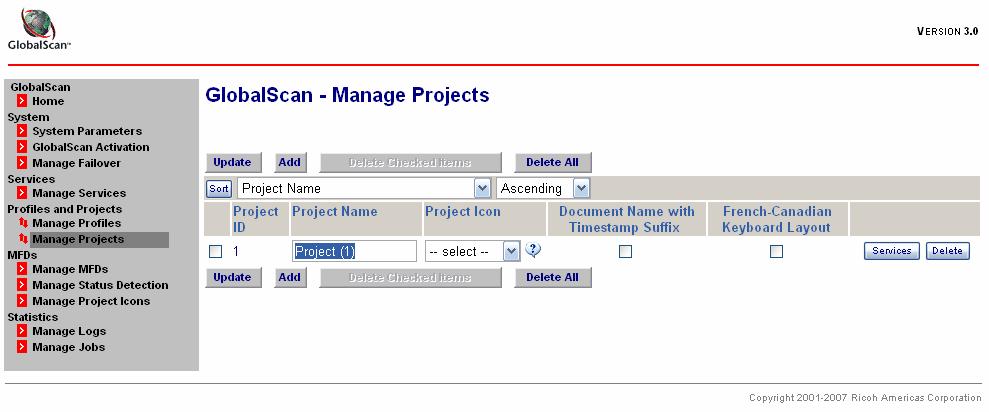 Step 4: Add/Edit a Project Projects provide a way to group services based on specific application needs.