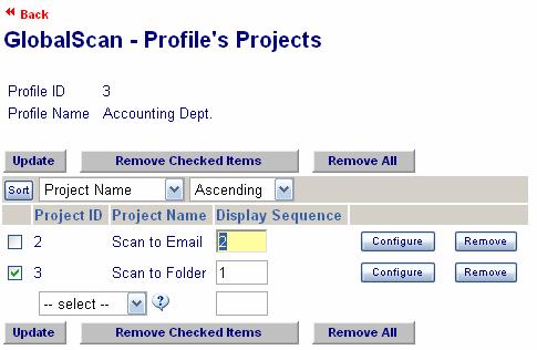 Remove Project from Profile If you wish to de-associate a project from a particular profile, proceed as follows: GlobalScan TM v3.