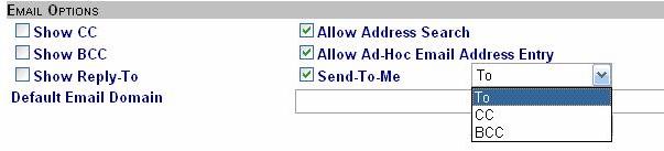 Send-To-Me Enable or disable via check box. If enabled (checked), the logon user s email address is added to the mail recipient list, provided that the email address can be retrieved.