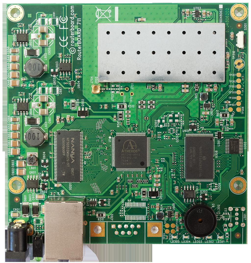RB711A-5Hn Perfect for building AP/base station devices The RB711A is a small RouterBOARD wireless router with an integrated 5GHz 802.11a/n wireless card. Perfect for making low cost AP devices.