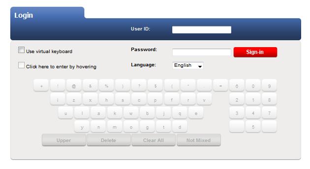 Login 4. Login Using the Login screen user can log on to the Oracle FLEXCUBE Direct Banking application. By default, the security keyboard option is checked.