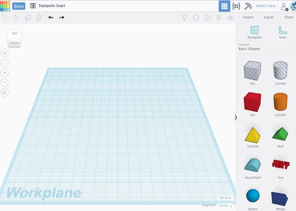 This is Tinkercad 1. The picture below is an empty Tinkercad workspace. 2. The right side menu is where the shapes/objects will be. 3. A Tinkercad.