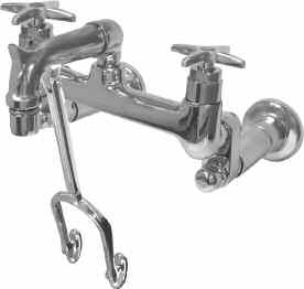 P0 Service Sink Fitting, Bottom Brace P0 Specification: Commercial grade service sink fitting with colour indexed metal cross handles, Dial-ese cartridges and a.0 GPM (. L/min) aerator.