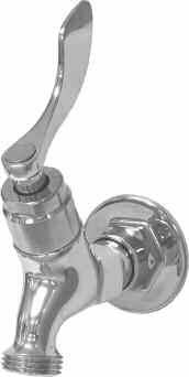 P0 Single Sink Fitting, Wall Mount P0 Specification: Commercial grade single sink fitting with colour indexed " metal blade handle, Dial-ese cartridge, /" outlet hose connection, and wall flange.