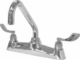 P0 Sink Fitting, Deck Mount P0 Specification: Commercial grade sink fitting with " (0 mm) long swing spout featuring colour indexed " metal blade handles, Dial-ese cartridges and a.0 GPM (.