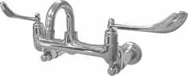 P0 Sink Fitting With Gooseneck, WM P0 Specification: Commercial grade wall mount sink fitting complete with rigid gooseneck spout featuring colour indexed " metal blade handles, Dial-ese cartridges