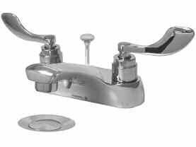 P0 Lavatory Fitting, " With Pop-Up P0 Specification: Commercial grade " lavatory supply fitting complete with pop-up waste, colour indexed " metal blade handles, Dial-ese cartridges, and a.0 GPM (.