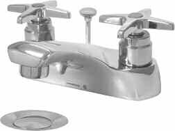 P0 Lavatory Fitting, " With Pop-Up P0 Specification: Commercial grade " lavatory supply fitting complete with pop-up waste, colour indexed metal cross handles, Dial-ese cartridges, and a.0 GPM (.