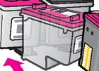8. Hold the print cartridge with the HP logo on top, and insert the print cartridge back into the slot. Make sure you push the print cartridge in firmly until it snaps into place. 9.