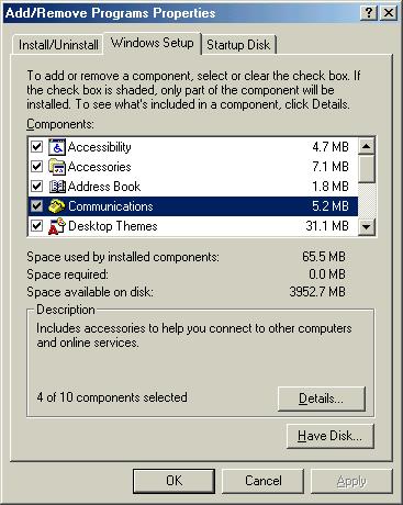 Configuring ICS for a Windows Me host 1. Open the Control Panel by selecting Start Setting Control Panel and double-click the Add/Remove Programs icon. See Figure 16.