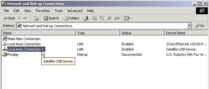 Configuring ICS for a Windows 2000 Professional host 1. Open the Control Panel by selecting Start Setting Control Panel and double-click the Network and Dial-up Connections icon.