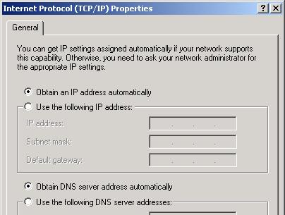 6. Ensure that both Obtain an IP address automatically and Obtain DNS server address automatically options are selected.