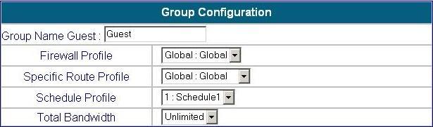 Total Bandwidth: Select the bandwidth limit that goes with this group.