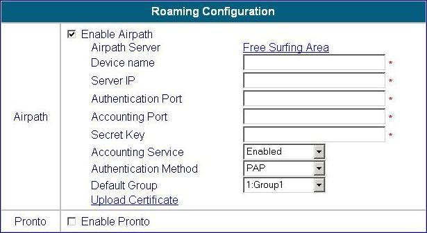 Set up the parameters in this page to let the user of the Airpath and Pronto Service use the DSA-5100. Click Apply.
